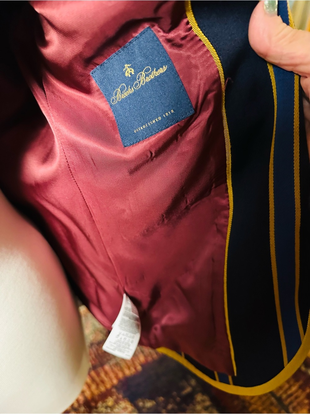 Brooks Brothers Striped Boating Blazer with Crest & Grosgrain Trim -Size: 10 - Picture 8 of 12